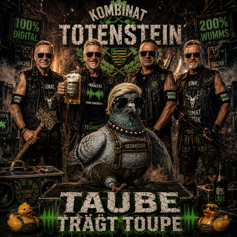 Taube trägt Toupe